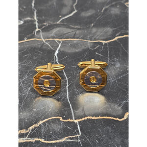 Alfred Dunhill Vintage Two Tone Gold Silver AD Logo Cufflinks